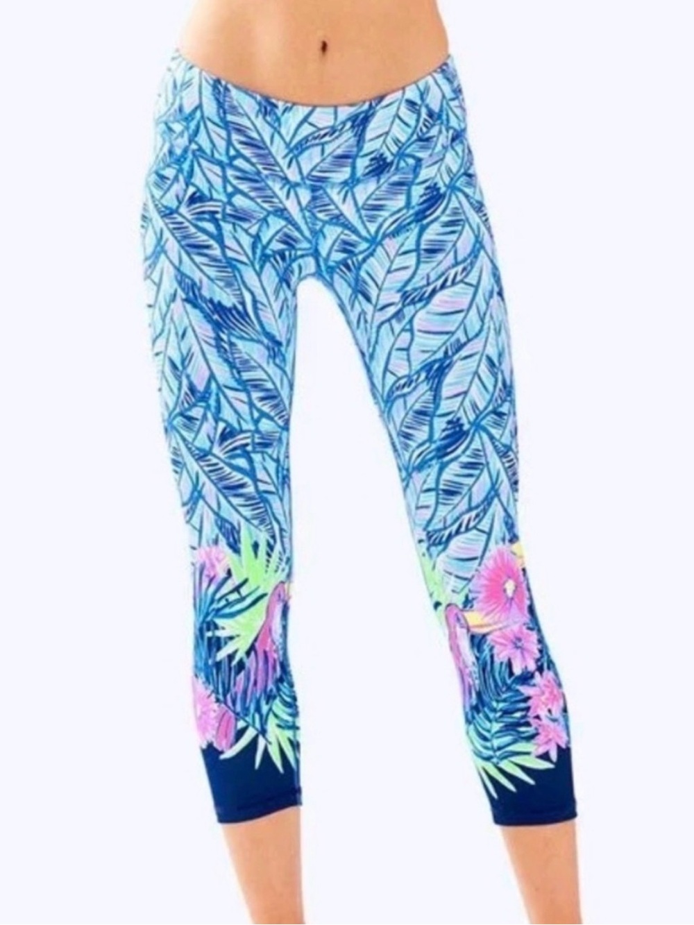 LILLY PULITZER Jolena Weekender Lets Mango Blue Floral Capri Cropped Legging